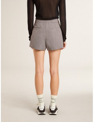 Mini shorts da donna di colore grigio in lana pied de poule