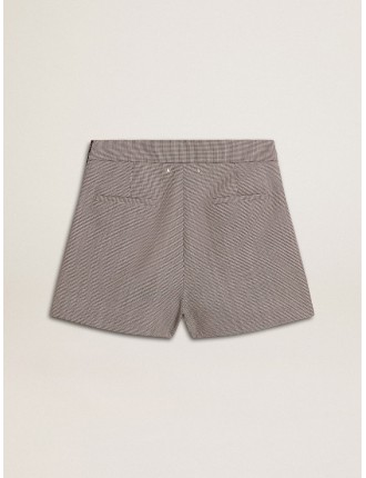 Mini shorts da donna di colore grigio in lana pied de poule