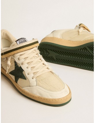 Ball Star in nylon e nappa con stella e talloncino in suede verde