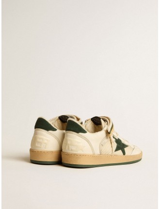 Ball Star in nylon e nappa con stella e talloncino in suede verde