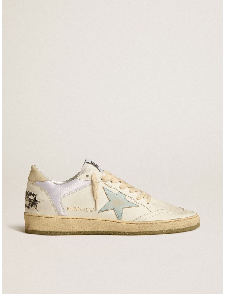 Ball Star in nylon e pelle con stella rosa e azzurra e talloncino beige