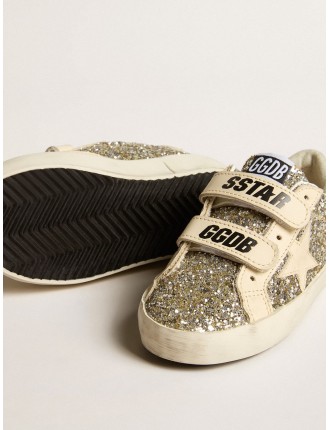 Old School Junior in glitter platino con stella e talloncino in pelle