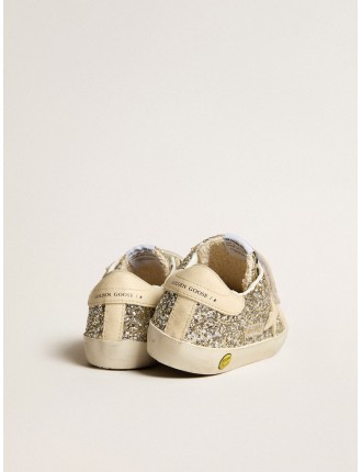 Old School Junior in glitter platino con stella e talloncino in pelle