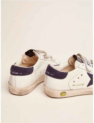 Old School Junior in pelle bianca con stella e talloncino in suede blu