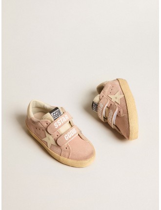 Old School Junior in suede rosa con stella e talloncino in pelle crema