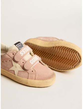 Old School Junior in suede rosa con stella e talloncino in pelle crema