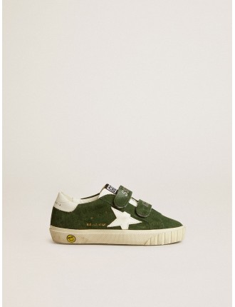 Old School Junior in suede verde con stella e talloncino in pelle bianca