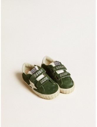 Old School Junior in suede verde con stella e talloncino in pelle bianca