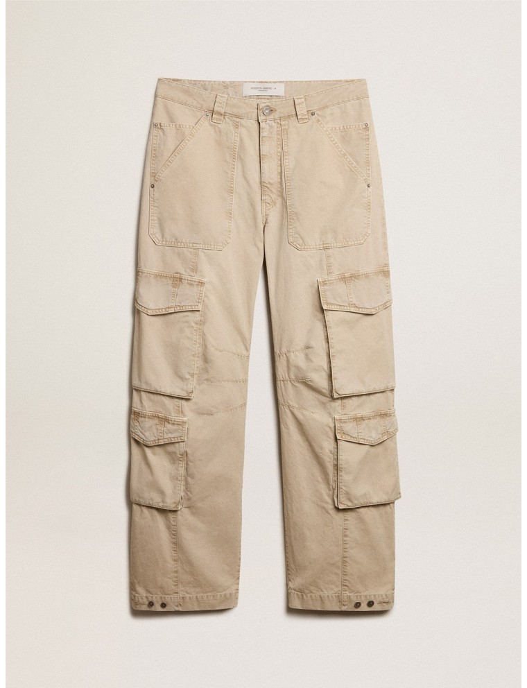 Pantalone cargo da uomo in cotone color khaki