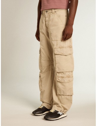 Pantalone cargo da uomo in cotone color khaki