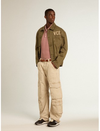 Pantalone cargo da uomo in cotone color khaki