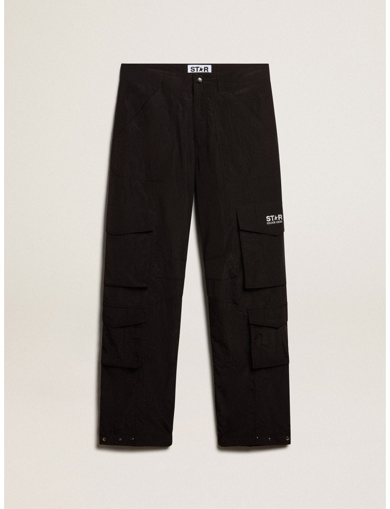 Pantalone cargo in ripstop nylon di colore nero