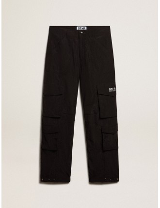 Pantalone cargo in ripstop nylon di colore nero