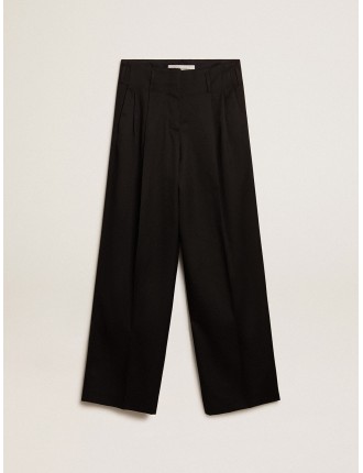 Pantalone da donna in gabardine di lana color nero