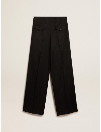 Pantalone da donna in gabardine di lana color nero