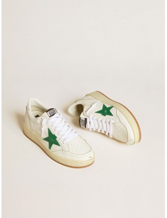 Ball Star 2 Donna con stella in pelle verde e talloncino in pelle laminata