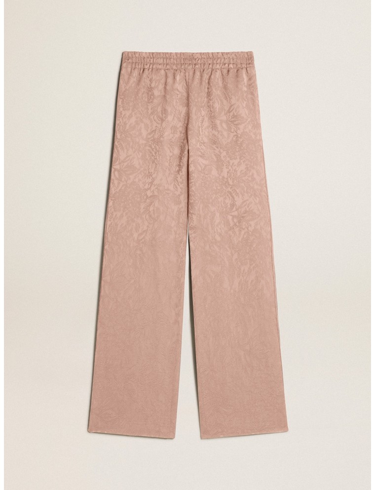 Pantalone da donna in viscosa color rosa con motivo floreale