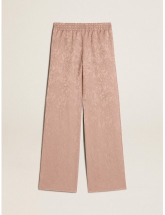 Pantalone da donna in viscosa color rosa con motivo floreale