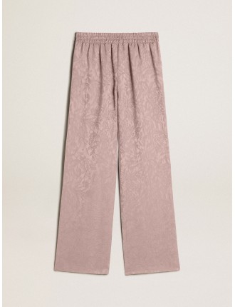 Pantalone da donna in viscosa color rosa con motivo floreale