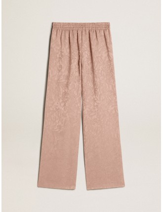 Pantalone da donna in viscosa color rosa con motivo floreale