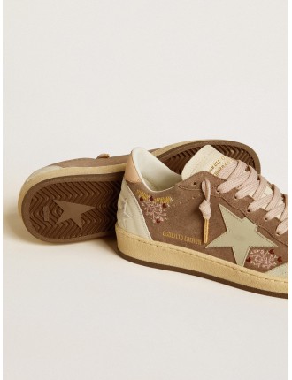 Ball Star in suede marrone con stella e talloncino in pelle