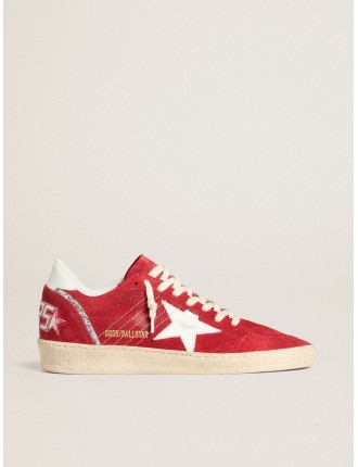 Ball Star in suede rosso con stella e talloncino in pelle bianca