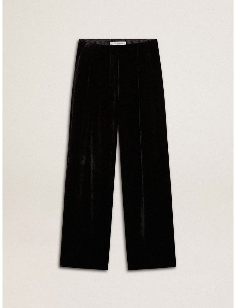 Pantalone effetto velluto di colore nero