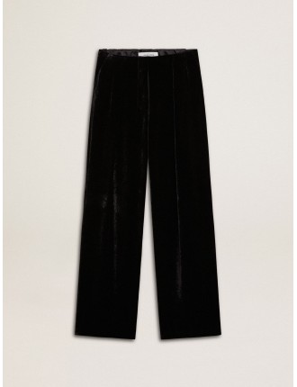 Pantalone effetto velluto di colore nero