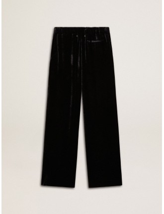 Pantalone effetto velluto di colore nero