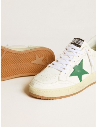 Ball Star 2 Donna con stella in pelle verde e talloncino in pelle laminata