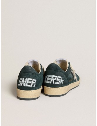 Ball Star in suede verde con stella in glitter argento