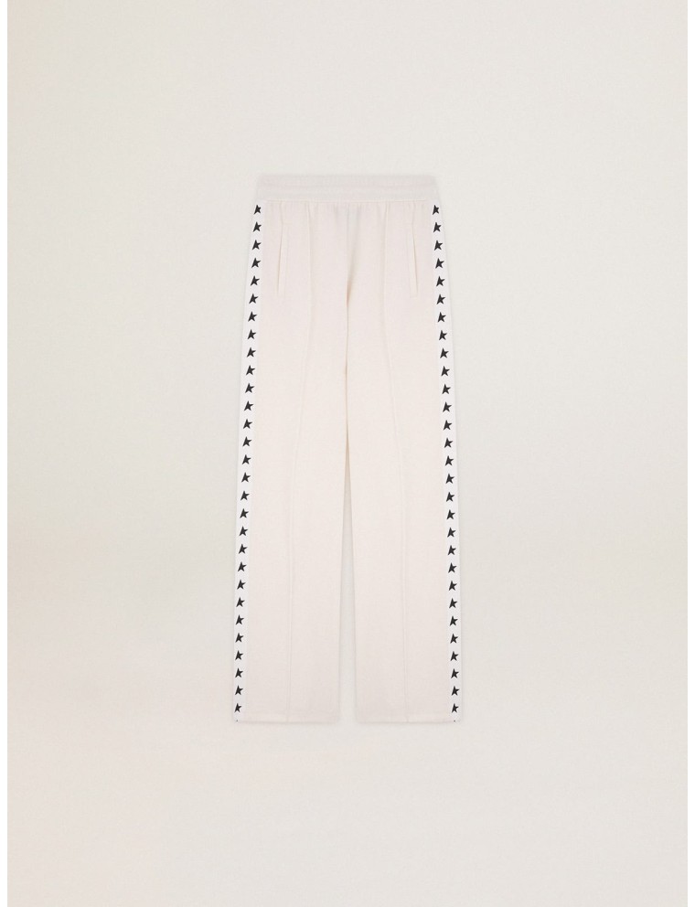 Pantalone jogging da donna di colore bianco con stelle sui lati