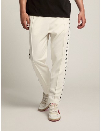 Pantalone jogging da uomo color bianco con stelle nere sui lati