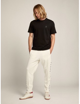 Pantalone jogging da uomo color bianco con stelle nere sui lati