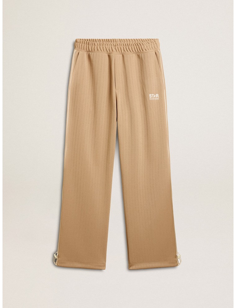 Pantalone jogging da uomo di colore beige chiaro con logo bianco