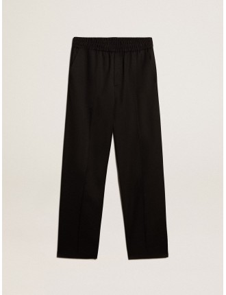 Pantalone jogging da uomo in lana color nero