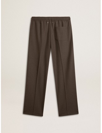 Pantalone morbido da uomo in lana color grigio antracite