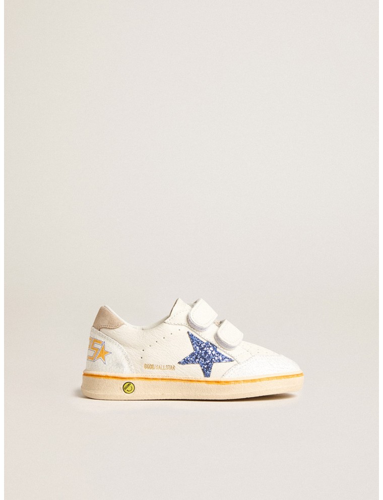 Ball Star Junior con stella in glitter blu e talloncino in suede beige