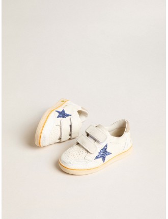 Ball Star Junior con stella in glitter blu e talloncino in suede beige