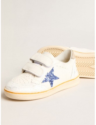 Ball Star Junior con stella in glitter blu e talloncino in suede beige