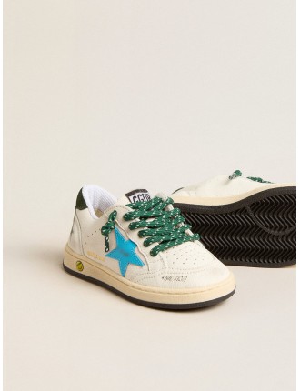 Ball Star Junior con stella turchese e talloncino in suede verde