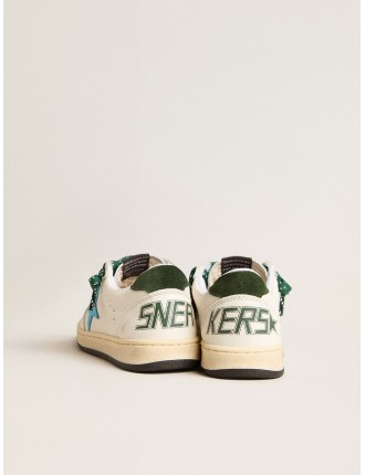 Ball Star Junior con stella turchese e talloncino in suede verde