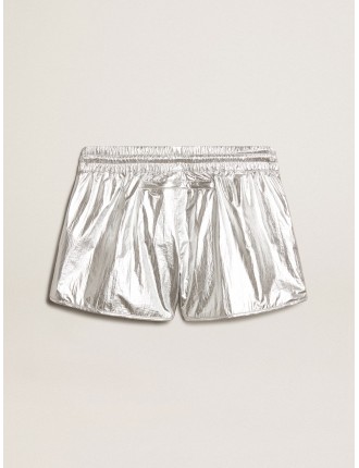 Running shorts Donna in tessuto argento