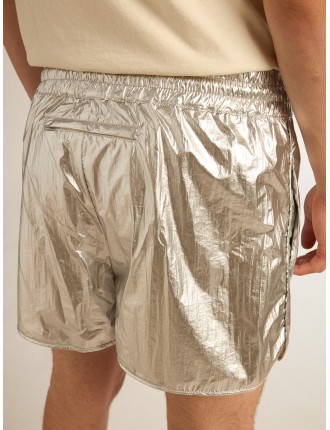 Running shorts uomo in tessuto argento