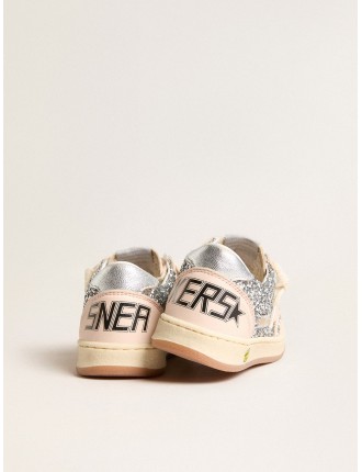 Ball Star Junior in glitter con talloncino in pelle laminata argento