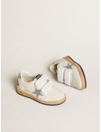 Ball Star Junior in nappa con stella e talloncino in glitter argento