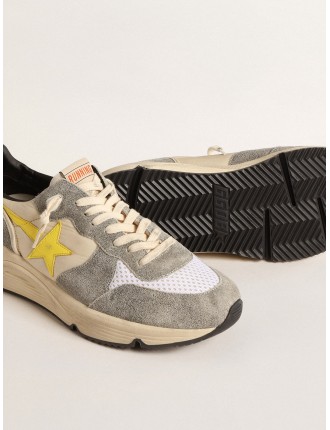 Running Sole in nylon beige e suede grigio con stella gialla