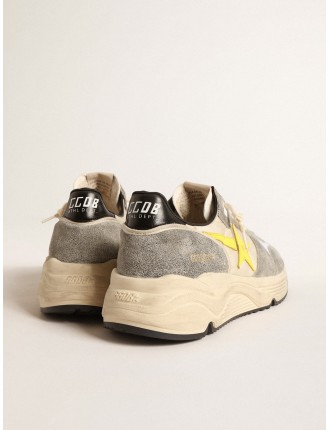 Running Sole in nylon beige e suede grigio con stella gialla