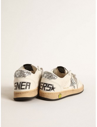 Ball Star Junior in nappa con stella e talloncino in glitter argento