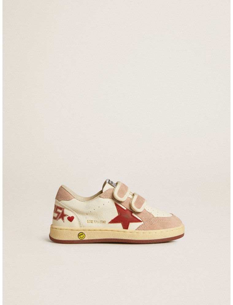 Ball Star Junior in nappa con stella in nappa e talloncino in suede rosa